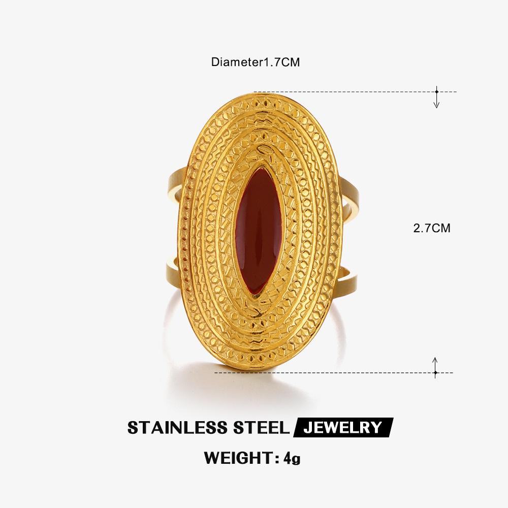 Fashionable Trendy Stainless Steel Geometric Oval-shaped Open-ended Fashion 18K Gold-plated Ring Finger Ring 