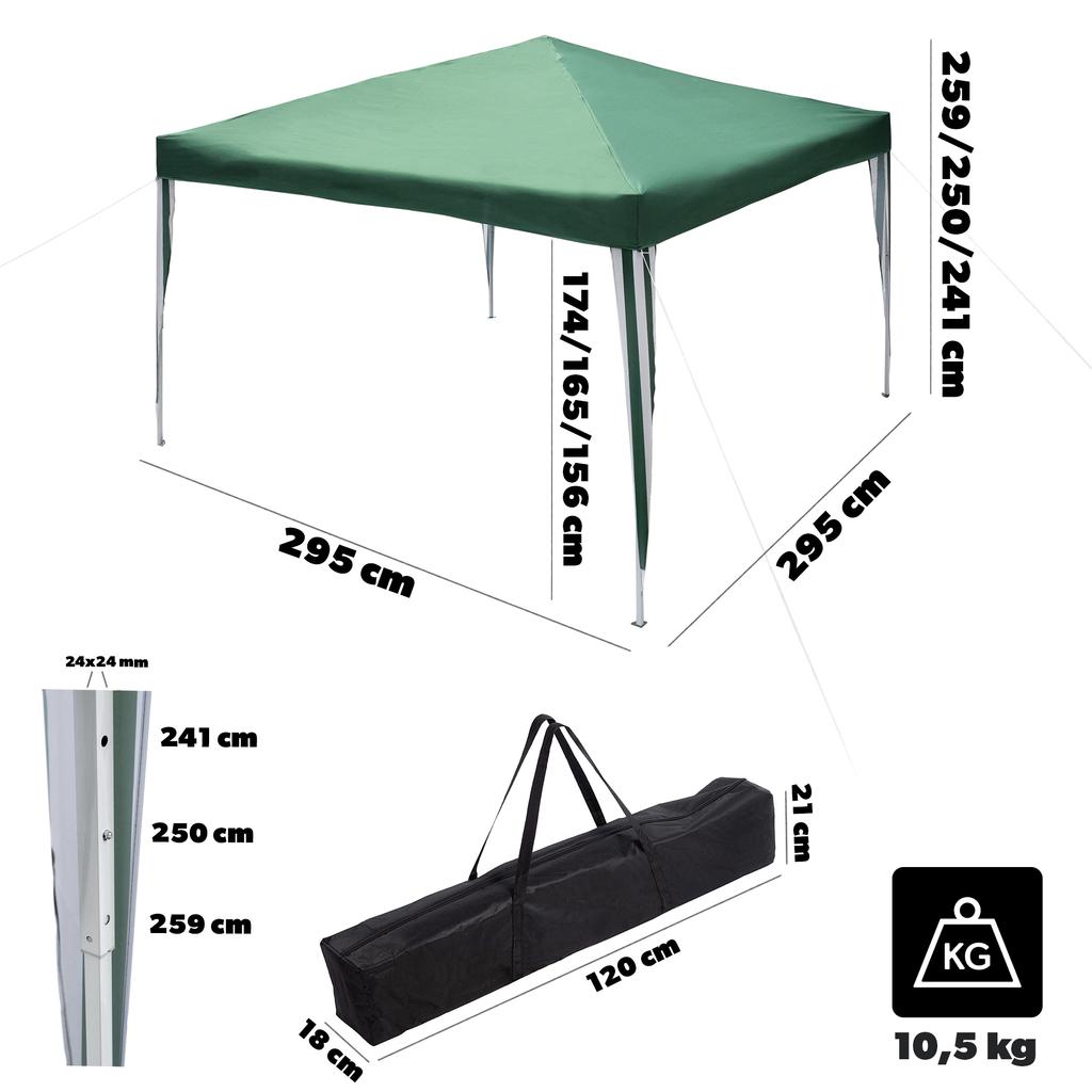 KADAX Zahradní altán Párty stan Obchodní pavilon 3x3m Na zahradu Zelený