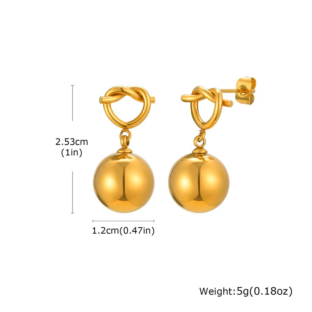 Drop Earrings with Knot Teardrop Pearl, 18K Gold Plated Stainless Steel Dangle Jewelry, Waterproof Anti-Tarnish Party Gift