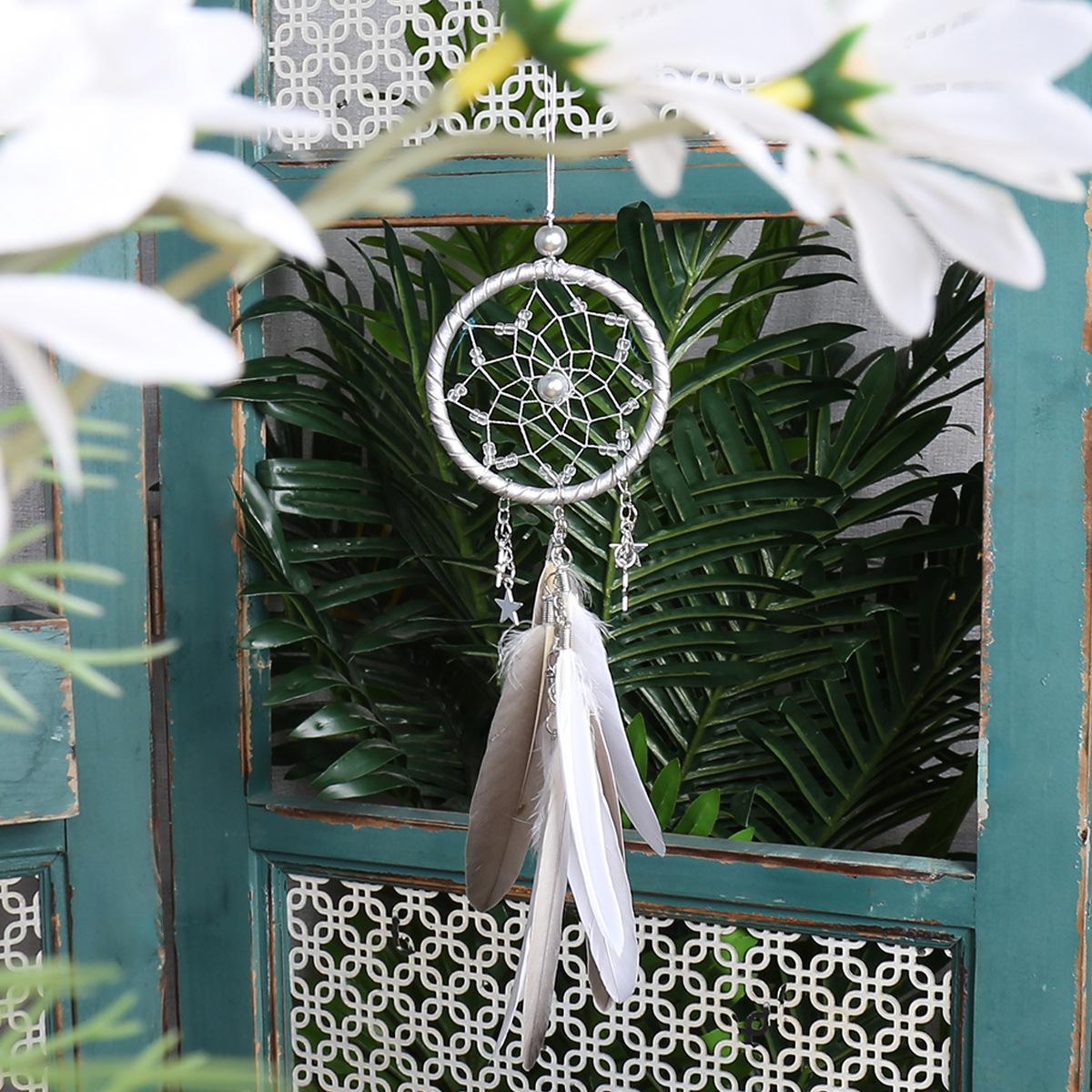 

Ловец снов Дерево жизни Подвеска для автомобиля Декорация Креативные автомобильные аксессуары Декорация с перьями серый