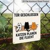 2D Flach 1 Stück, Dekorative Aluminiumschilder und Ornamente, Katzen-Thema, Klassischer Retro-Stil, Perfekt für Veranden, Terrassen, Garagen und Gärten, Großartig