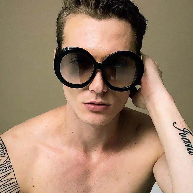 Unisex Big Round Sunglasses Women New Fashion Retro Oversized Sun Glasses Vintage Gradient Black Shades Luxury Eyewear