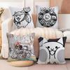B-Battle Cats Anime Cushion Cover Soft Plush Fabric Double-Sided Printed Sofa Cushion Cover for All Seasons Home Decor Gift