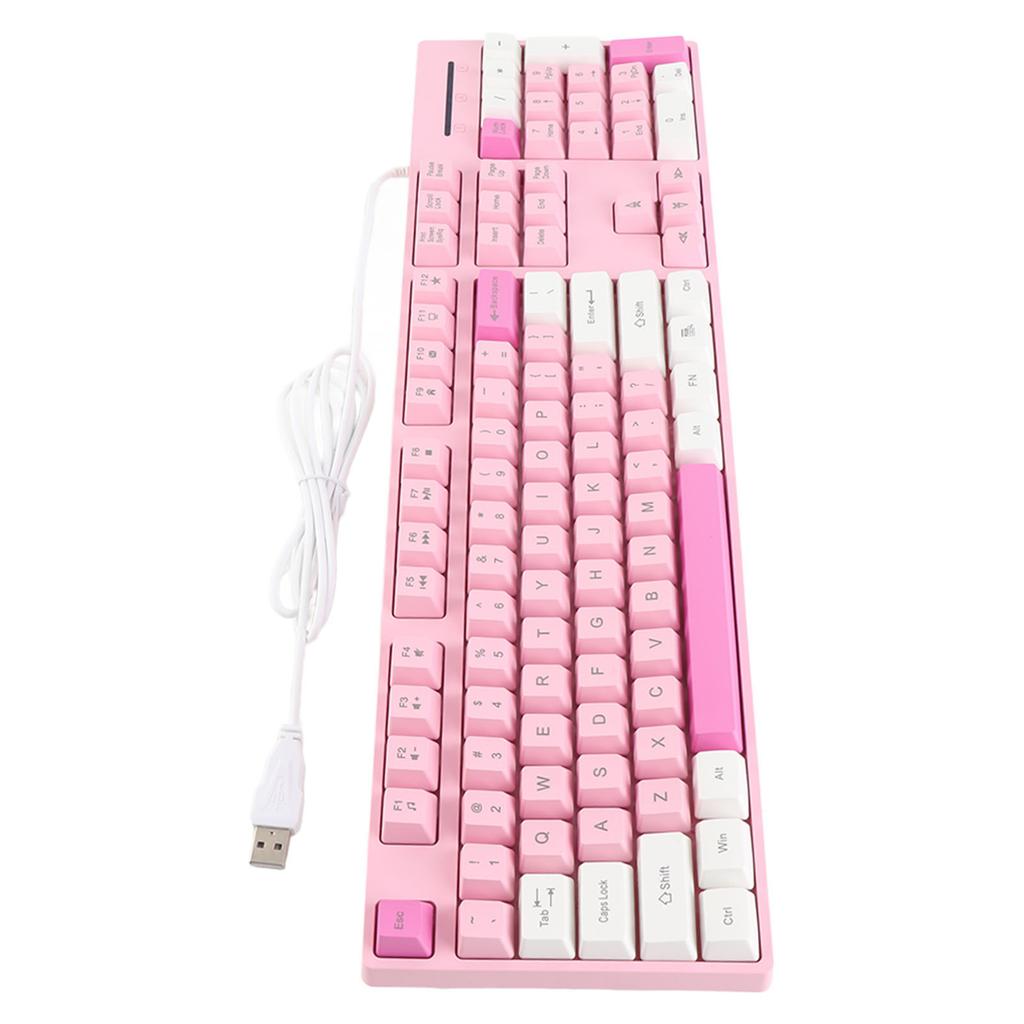 104 Keys Wired Keyboard 3 Colors Cute Gaming Keyboard USB Interface Business Keyboard for Win XP 7
