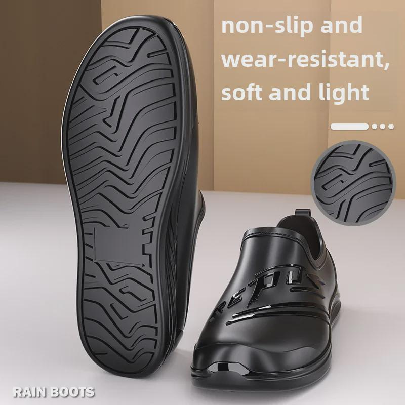 Men's Non-Slip PVC Low-Top Water Shoes for Catering, Car Wash, and Kitchen.