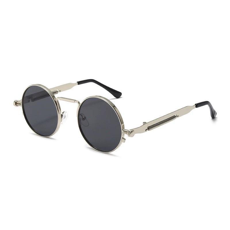 New Round-frame Sunglasses With Metallic Trend Spring Temple Arms And Colorful Ladies' Retro Sunglasses 8478