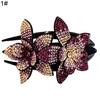 Women Elegant Flexible Rhinestone Flower Hair Clip Hairpin Claw Gift
