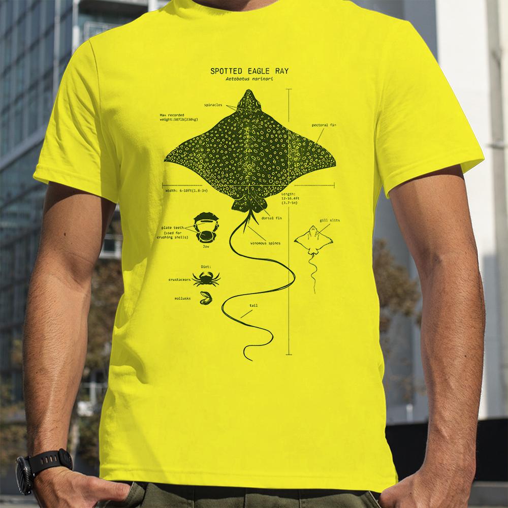Spotted Eagle Ray Anatomy T-Shirt Summer Men Street Hip Hop Punk Style Boy Loose Oversized unisex Casual Fashion Tees