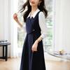 Autumn Fashionable Design Dress for Women's Fake Two-piece Commuting Dress