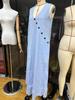 Summer V-neck Sleeveless Button Dress - Women's Holiday Casual Long Style