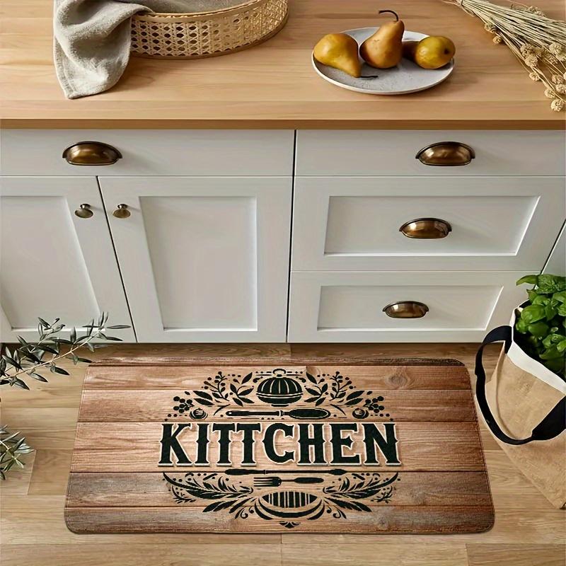 1Pcs Wood Grain Pattern Floor Mat Modern Kitchen Polyester Rug Non-Slip Colorful Indoor Carpet, For Home Bathroom Bedroom Living Room Decor