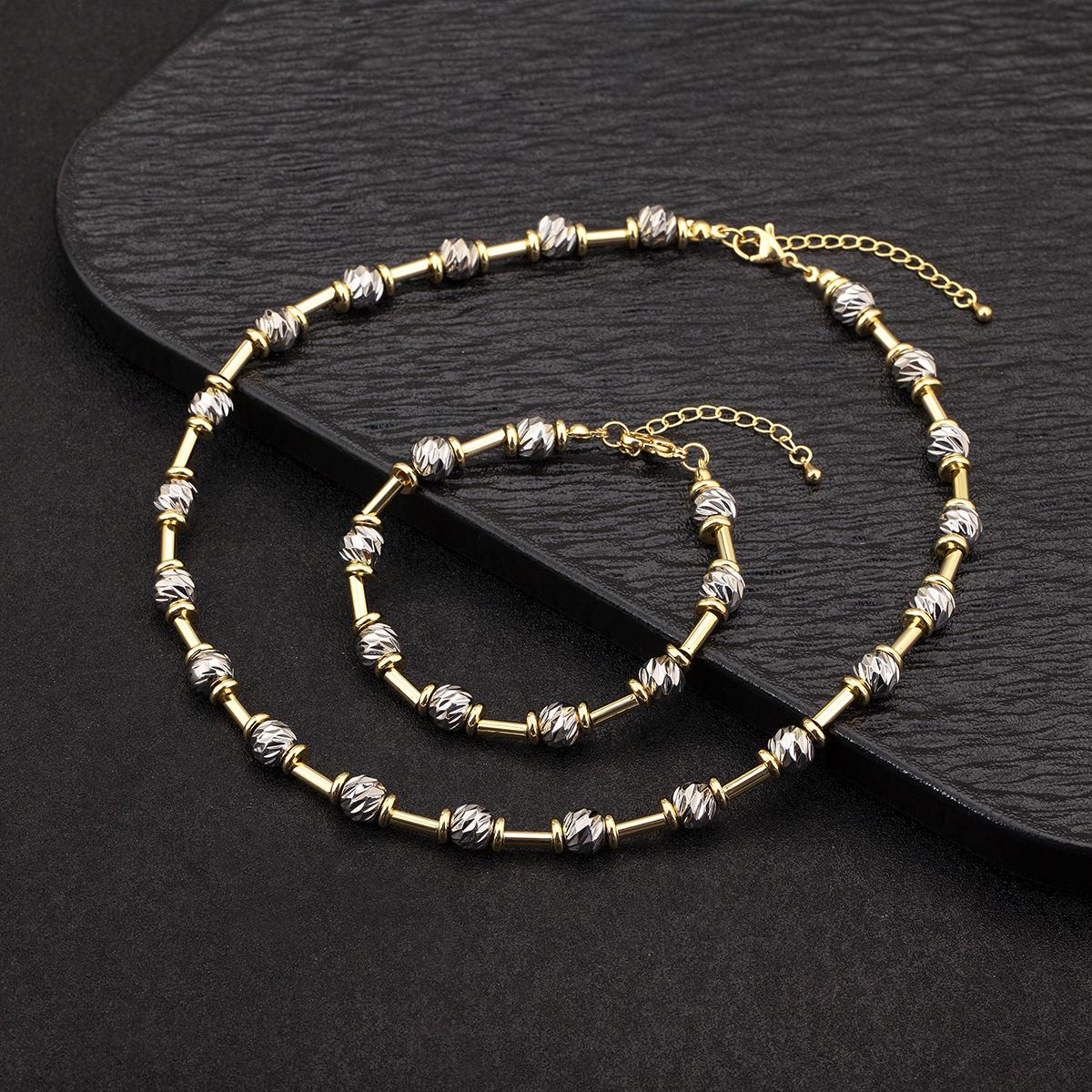 

Nidin High Quality Beads Jewelry Sets Bracelet Necklace For Women Female Punk Rock Style Accessories Daily Party Gifts Wholesale