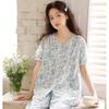 Summer New V-neck Pure Cotton Yarn Short-sleeved Loose Printing Can Be Worn Outside Loose and Comfortable Loungewear Set 11
