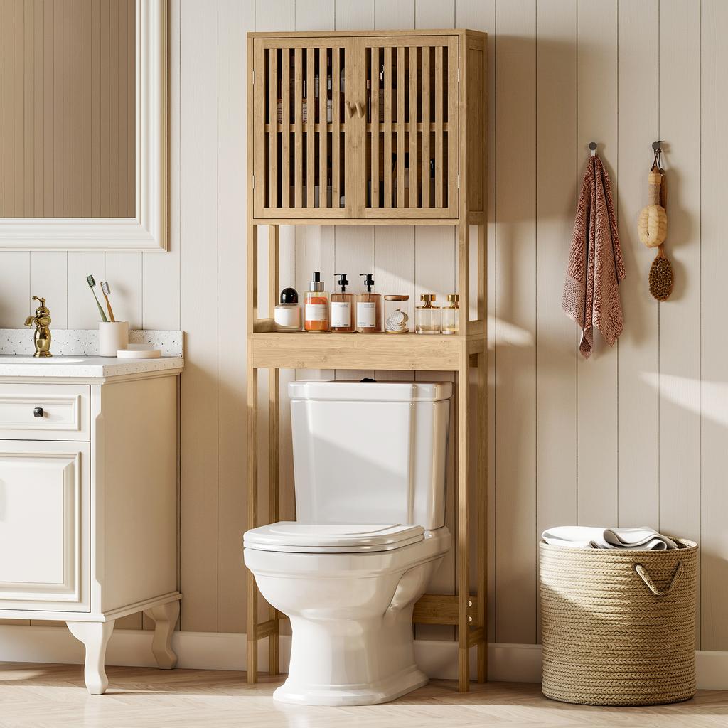 Bathroom Vanity Unit, 2 Doors, Open Shelf, Bamboo