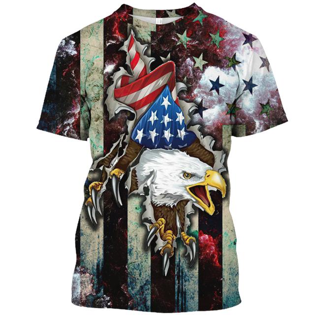 

Новая мужская футболка с принтом орла, топы с американским флагом и графическим рисунком, футболки с короткими рукавами, уличная одежда в стиле панк, модная мужская одежда XS бирюзовый