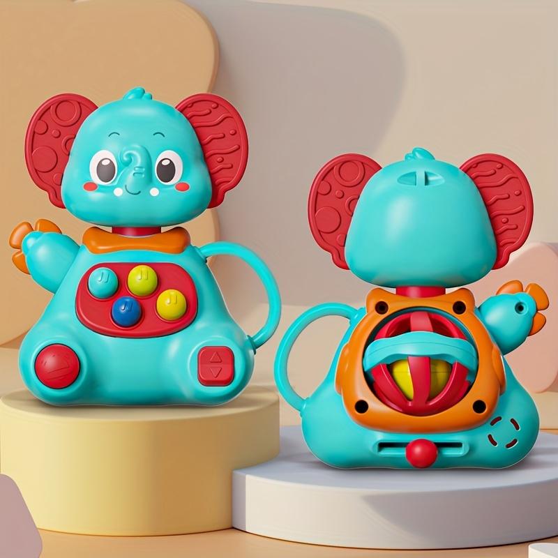 3-in-1 Multifunctional Blue Elephant Top Toy with Strong Suction Cup, 2026 New Year Style Gift, Attracting Baby'S Attention
