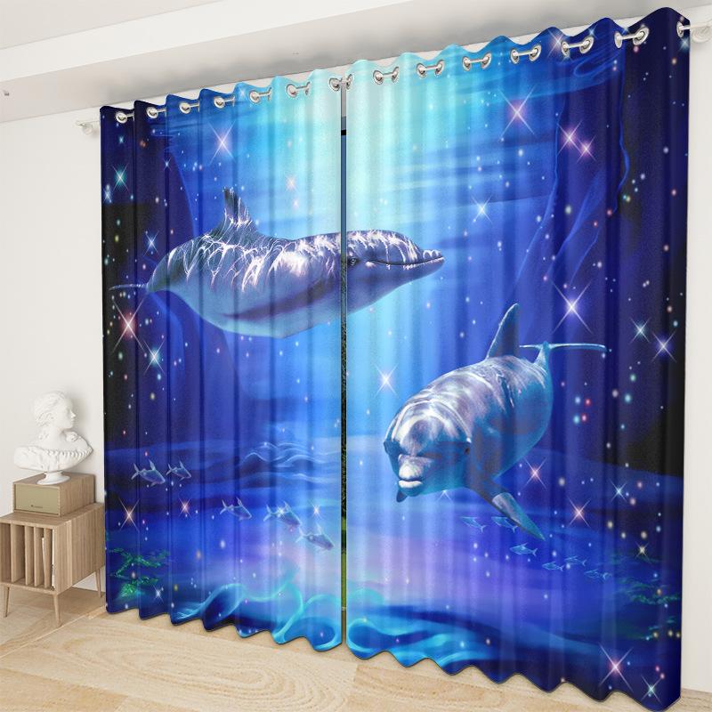 Ocean Curtain Bedroom Living Room Balcony Blackout Curtain Office Hotel Insulation Curtain