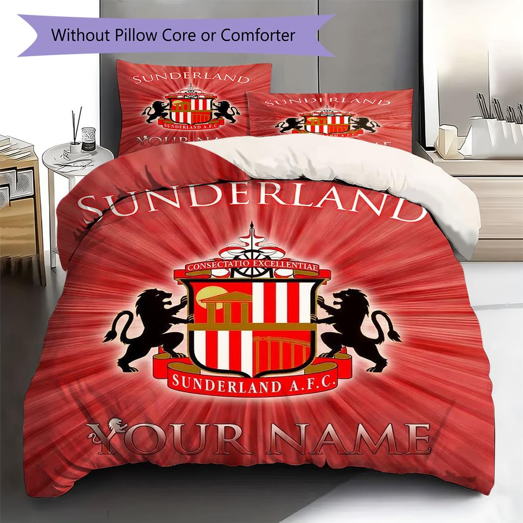 Sunderland A.F Custom Name Pattern Bedding,Quilt Set Quilt Cover Pillowcase Home Birthday Gift(1 * duvet cover + 2 * pillowcase, without core)