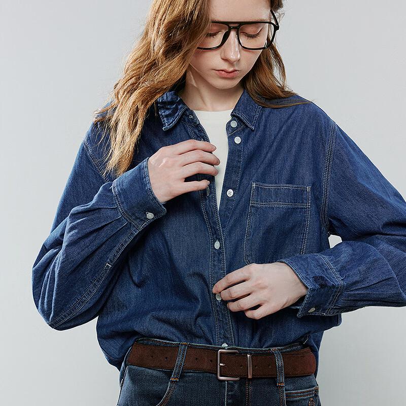 Chuyu Women's Green Poppy Embroidered Denim Shirt
