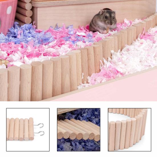 Pet Bridge Toy Bur-free Bite Resistant Natural Wood Hamster Parrot Ladder Toy for Gerbils