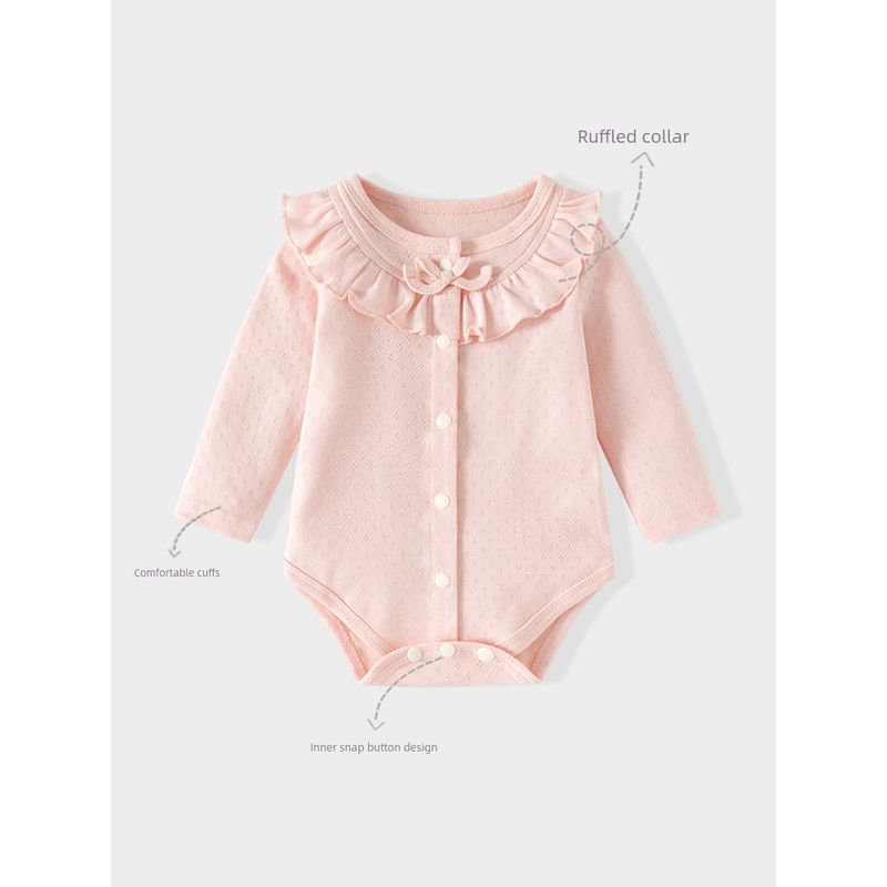 New Stylish Autumn Jacquard Pure Cotton Baby Romper Versatile for Young Girls Sweet and Cute Baby Clothes