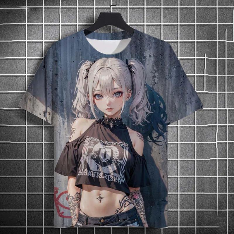 Cartoon Sexy Girl Pattern T-Shirts 3D Print Men Women Round Neck Short Sleev