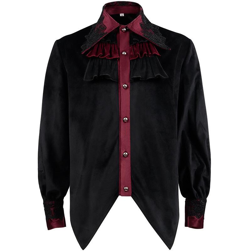 Men’s Halloween Medieval Costume Lace Pleated Shirt