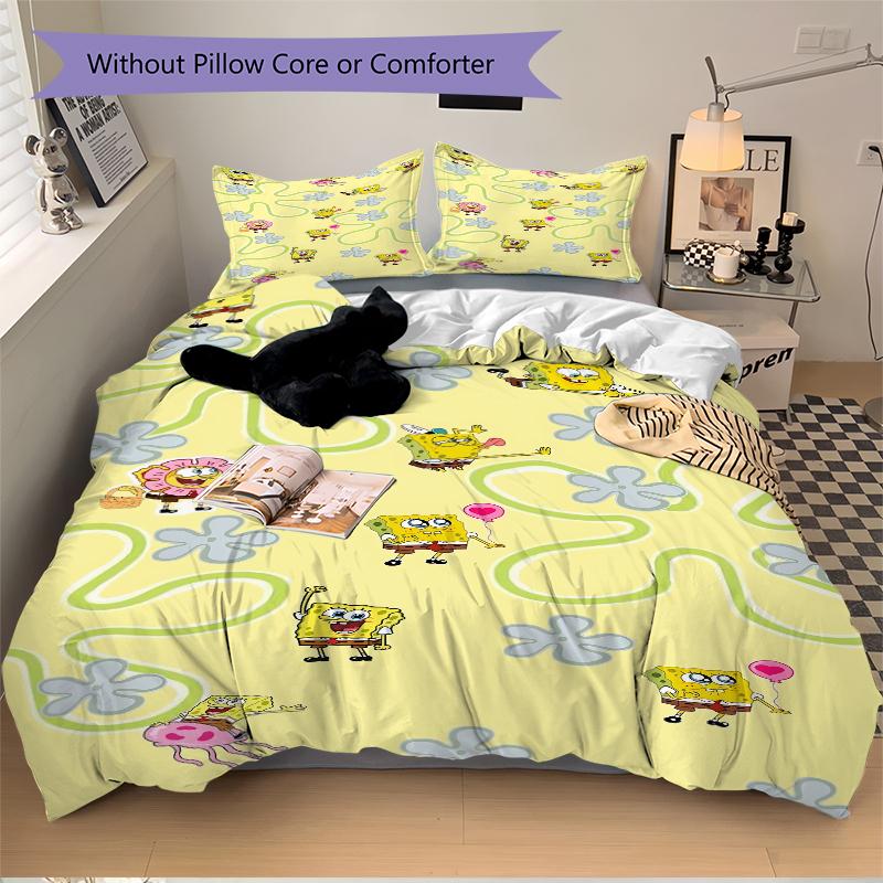 3Pcs Spongebob Squarepants Adventure Bedding Sets For All Sizes New 3D Printed Bed Cover Comforter Duvet Cover Pillowcase Bedroom Decoration