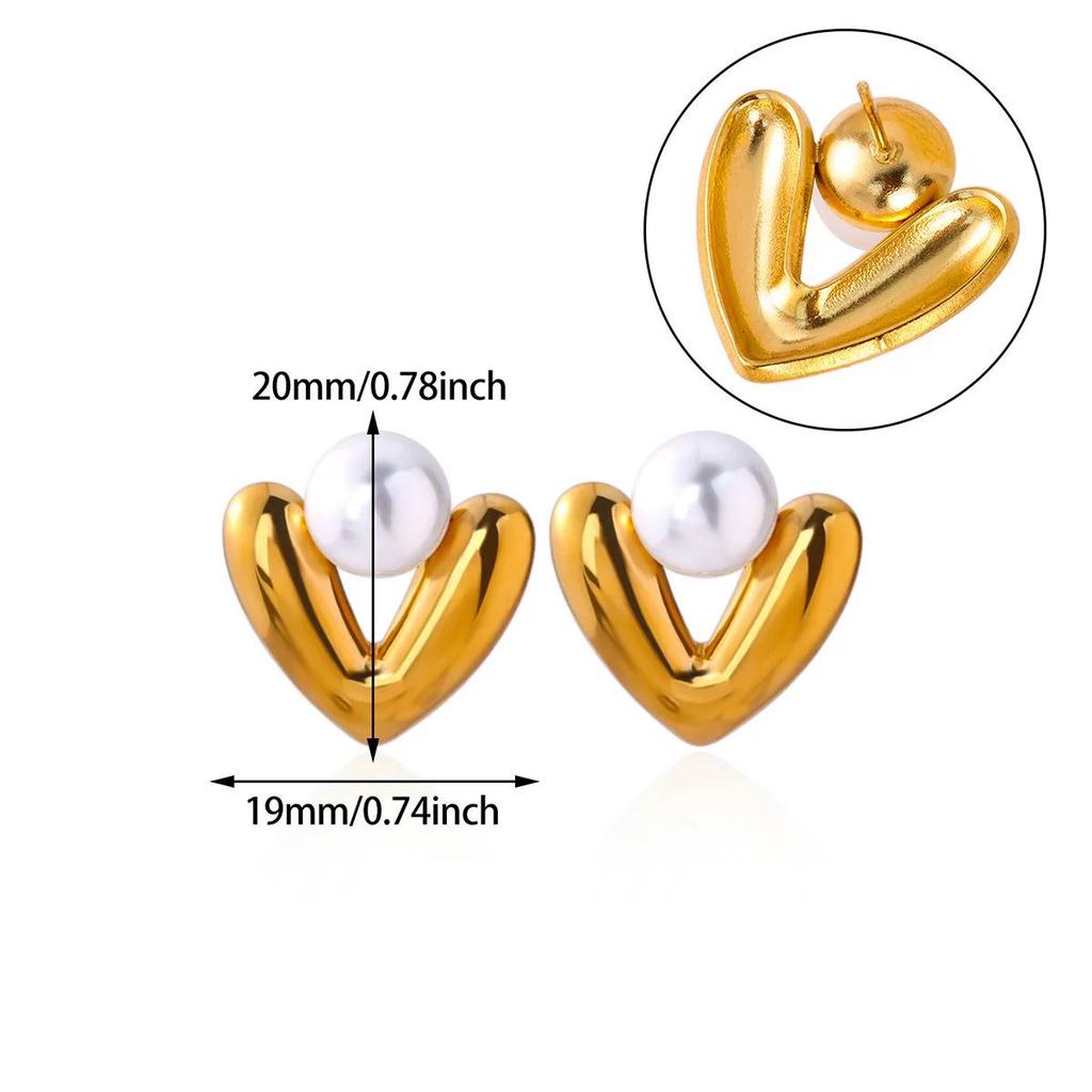 18K Gold-Plated Pearl Flower Stud Earrings - Retro French Style