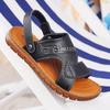 Whoholl Patent Leather Men Sandals Male Summer Shoes Outdoor Casual Sandals Cowhide Beach Shoes Two Uses Men's Sandals Slippers