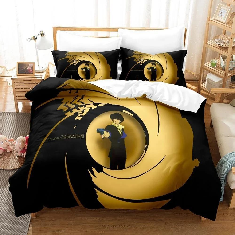 Mode 3D-gedrucktes Spiel Cowboy Bebop Bettwäsche-Set Cartoon Anime dreiteiliges Set Erwachsene Kind Schlafzimmer Bettbezug-Sets Heimtextilien