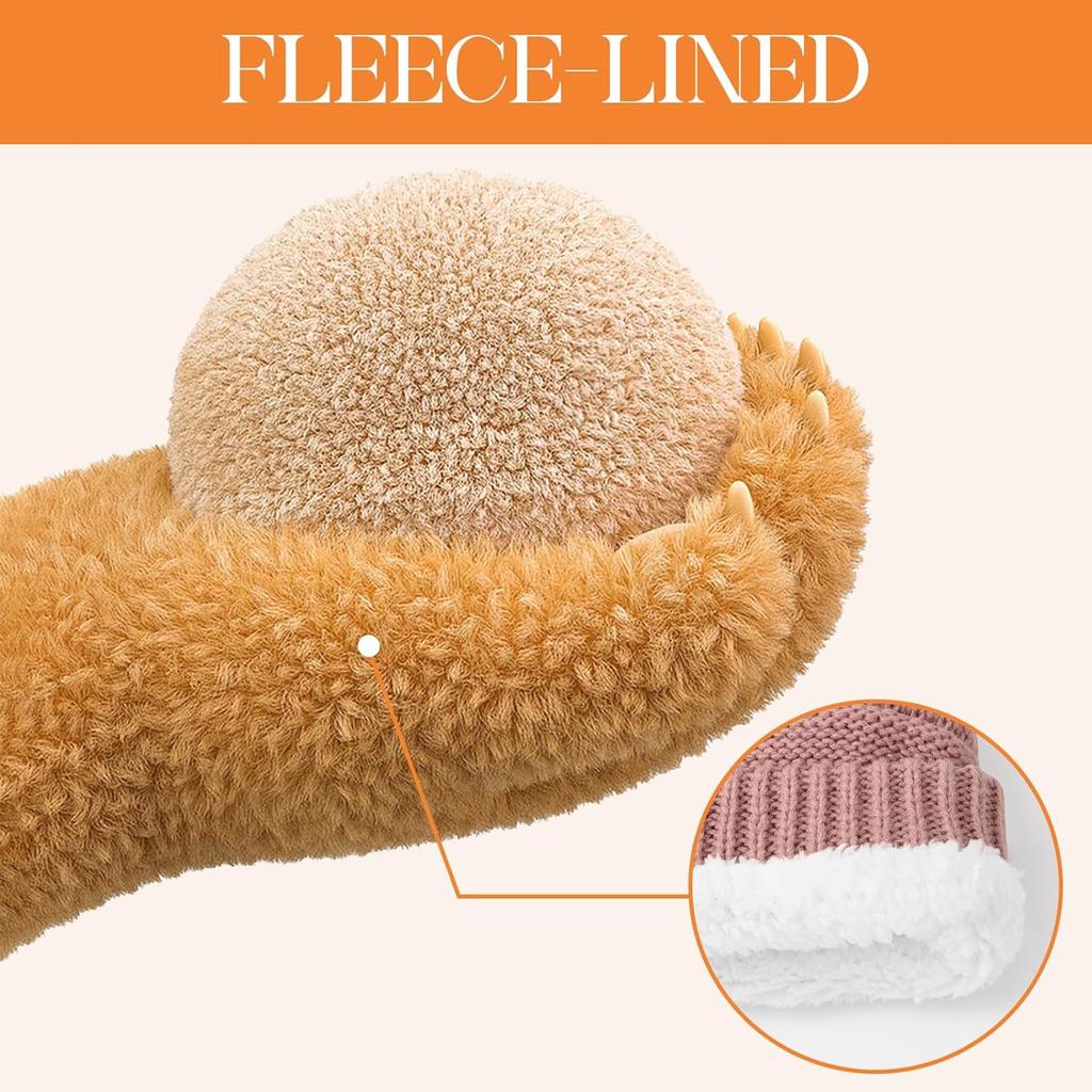 Women Winter Knit Balaclava Hat Thick Warm Polar Fleece Lined Hooded Scarf Ear Warmer Neck Gaiter Cap