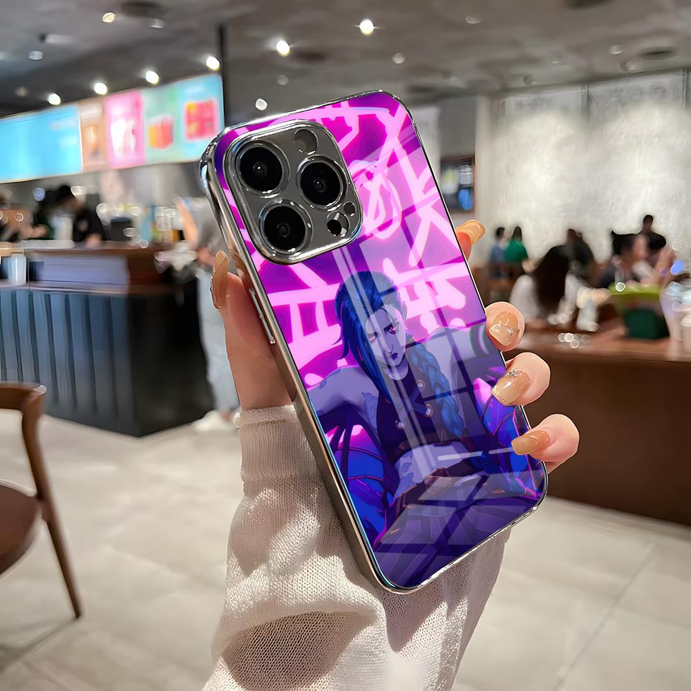 Graffiti Arcane J-Jinx Phone Case For IPhone 17 Pro Max 15 Pro 16 14 Plus 12 13 Mini 11 Pro Shockproof Electroplated Glass Cove