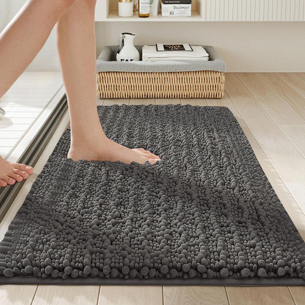 Chenille Bathroom Rug, Extra Soft, Thick, Absorbent, Long-pile, Non-, Machine Washable And Dryable, Suitable For Bathrooms.