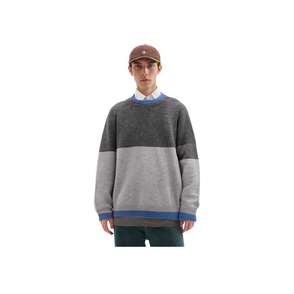 Uniqlo X JW Anderson X Federer Collaboration Color Block Loose Fit Crew Neck Sweater Men Sweater Dark-Gray 465889-08