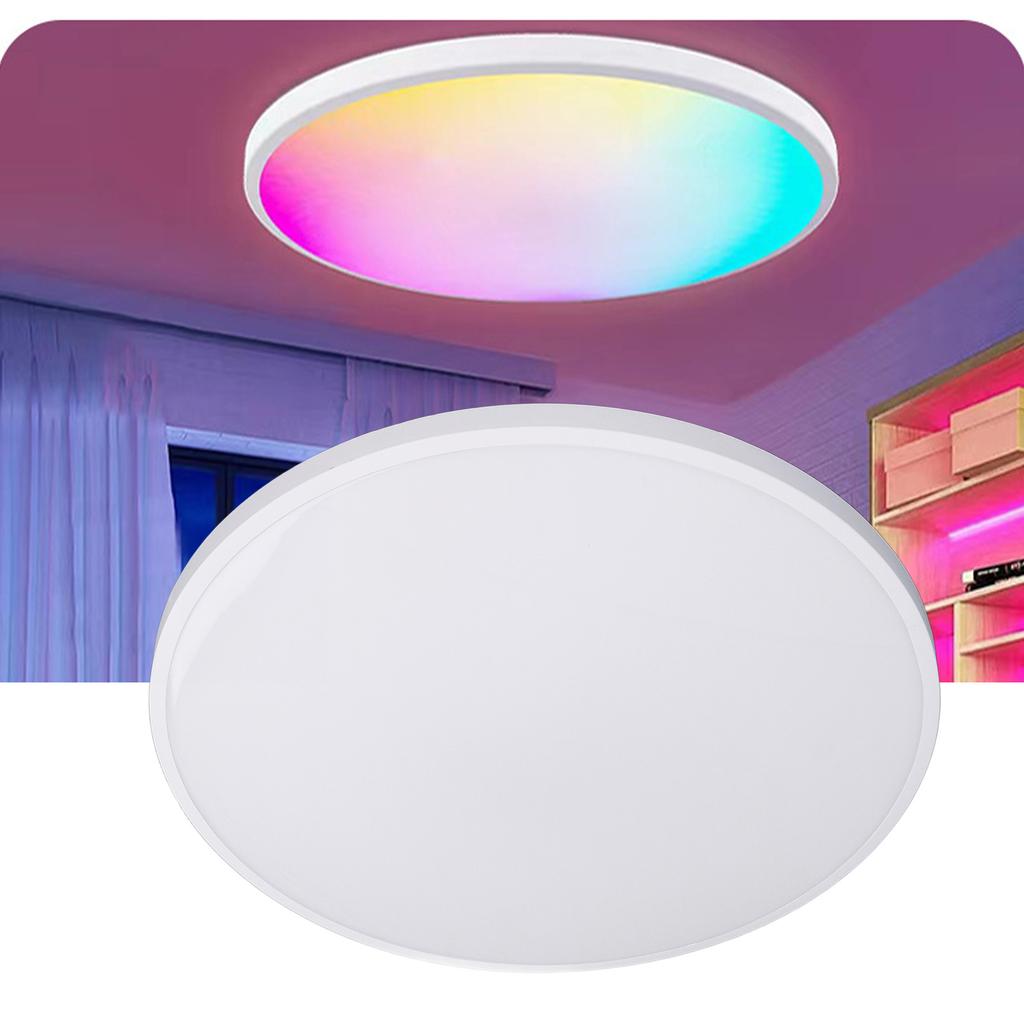 LED Ceiling Light RGB Remote Control Flush Mount Ceiling Light 24W 3000K‑6500K Dimmable Round Ceilin
