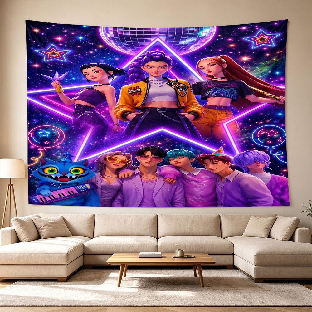 K-pop Fashion Fusion Decorative Wall-Hanging Tapestry, Home Ornament for Living Room,Dorm and Fan Parties,Multi-style,celebrities,cartoons,music,sport