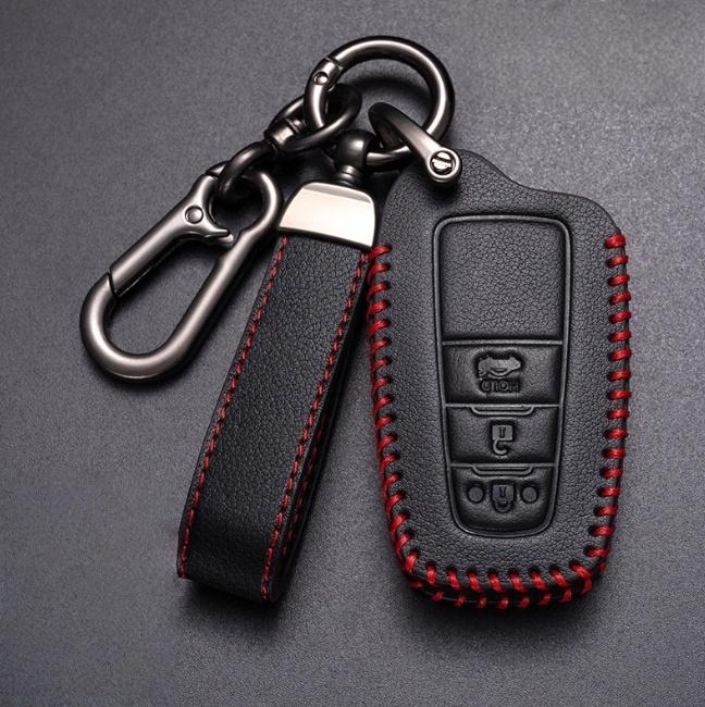 3Buttons Leather Car Key Case Cover Shell For Toyota Prius Camry Corolla CHR C-HR RAV4 Land Cruiser Prado Keychain Accessories