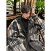 Men's Retro Plaid Patchwork Wool Hooded Jacket - Double-Sided, Thickened Outerwear for Autumn/Winter