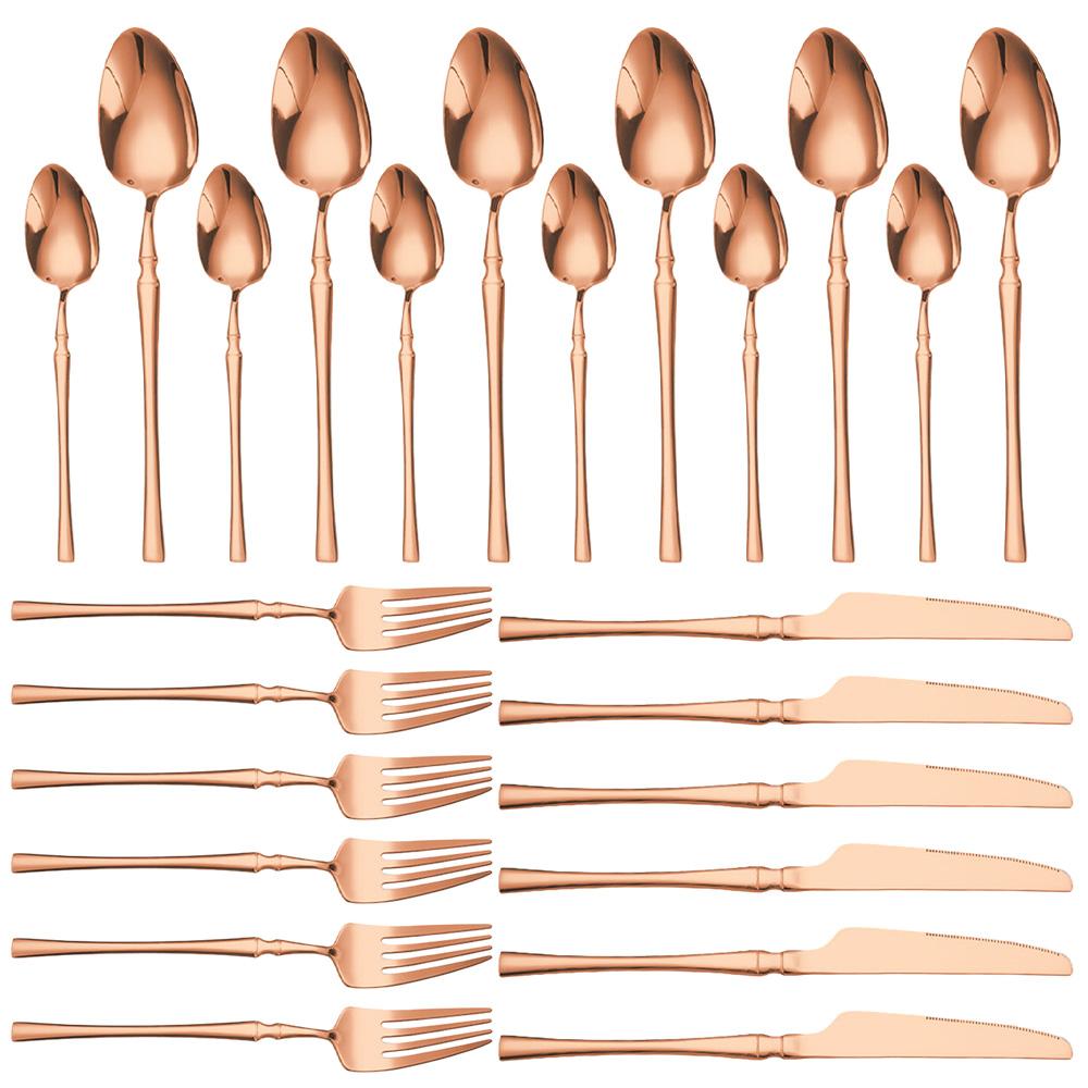 24-Piece Stainless Steel Utensils Set Include Forks Knives Spoons Silverware Set for 4 Mirror