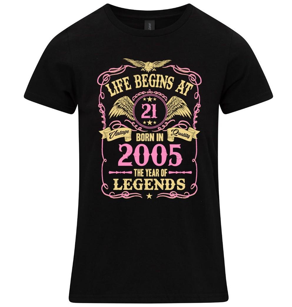 Life Begins At 21 T-Shirt Womens 21st Birthday BORN 2005 Gift Ladies 00s S разноцветный