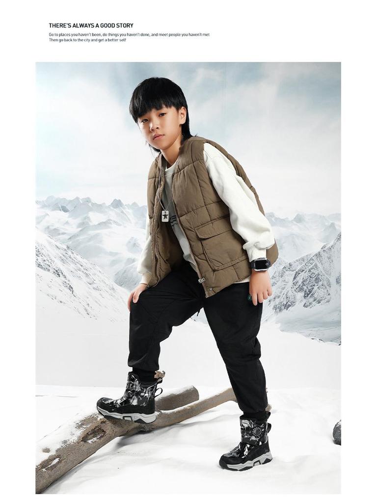 Girls' Winter 2024 Mid-Calf Snow Boots, Thick Cotton, Non-Slip, Wear-Resistant In Black or Blue