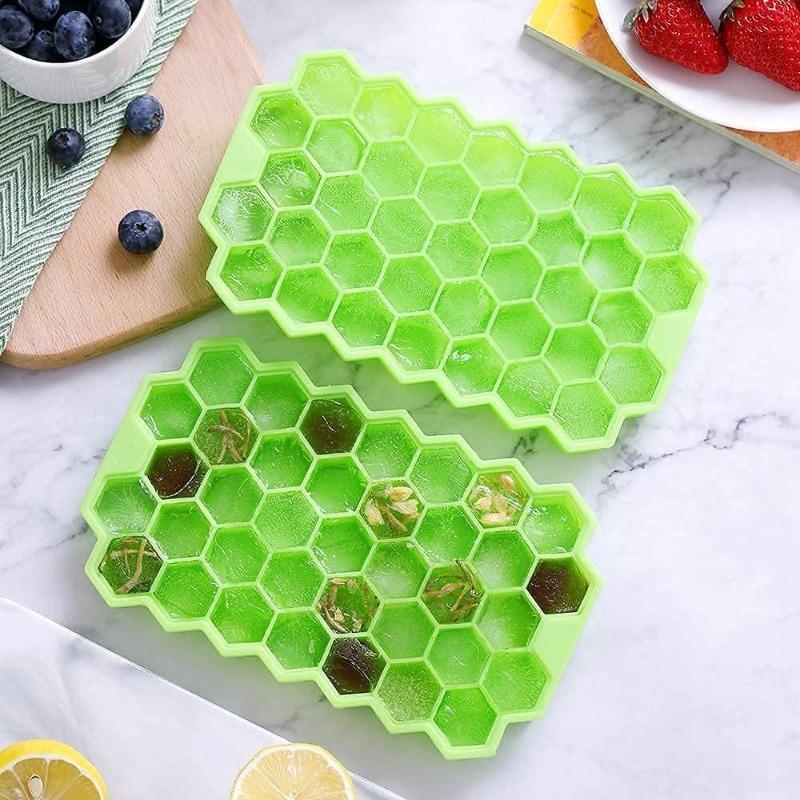 296/37 Cubetti in Silicone a Nido d'Ape Vassoi per Ghiaccio Riutilizzabili per Alimenti Grande Capacità Macchina per il Ghiaccio con Coperchi per Succhi Cocktail Stampini per Ghiaccio