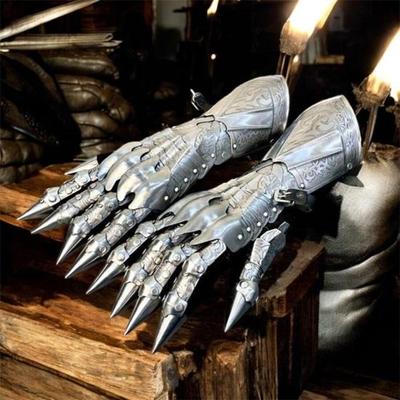 Medieval Nazgul Etching Gloves Set Medieval Knight Gothic Gauntlet Gloves Pair