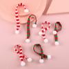 Red And White Knit Scarf Doll  Decoration Acrylic Fibers Mini Knitting Scarf  Doll Accessories