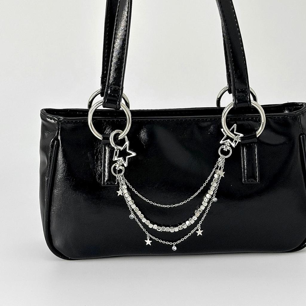 Hip Hop Cross Pentagram Bag Chain Pendant, Fashion Metal Chain Keychain Pendant
