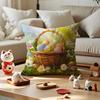 Happy Easter Bunny Cushion Cover Silky Short Plush with Invisible Zipper Dustproof Sofa Pillow Case for Home Decor