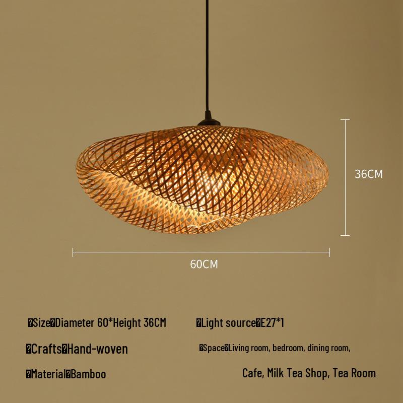 Bamboo Rattan Pendant Lamp: New Chinese & Japanese Style Zen Lighting for Tea Room & Dining, Antique Lantern Design.
