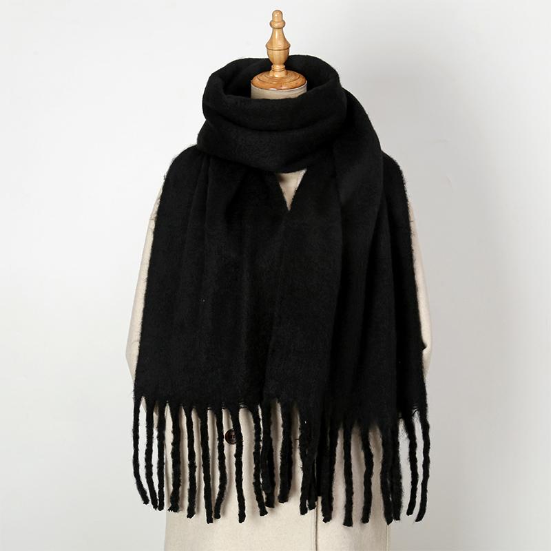 

Chic Women Scarf Autumn Winter Mohair Versatile Luxury Green European Shawl Female Soft Warm Thermal Muffler Ladies