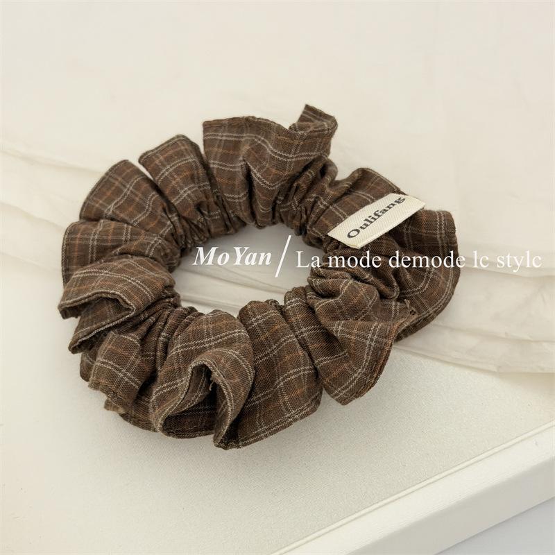 Retro Minimalist Checkered Fabric Small Hairband, High-end and Laid-back Hair Tie for Ponytail
